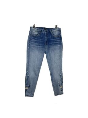 Driftwood Jackie High Rise Embroidered Jeans Size 32